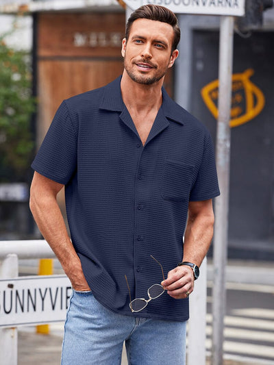 Waffle Loose Fit Short Sleeve Shirt (US Only) Shirts coofandystore 