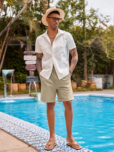 Classic Solid Linen Shorts (US Only) Shorts coofandy 