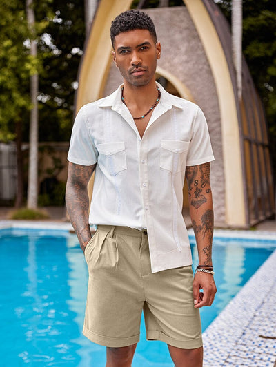 Classic Solid Linen Shorts (US Only) Shorts coofandy 