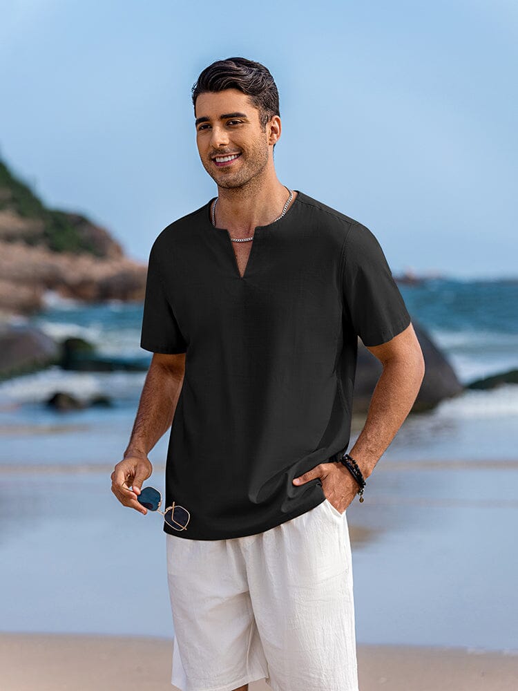 Casual Linen Style Henley Shirt (US Only) Shirts coofandy 