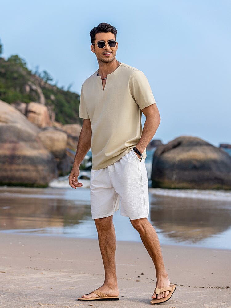 Casual Linen Style Henley Shirt (US Only) Shirts coofandy 