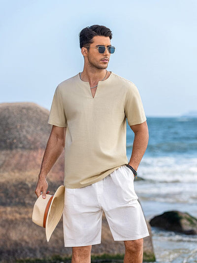 Casual Linen Style Henley Shirt (US Only) Shirts coofandy 