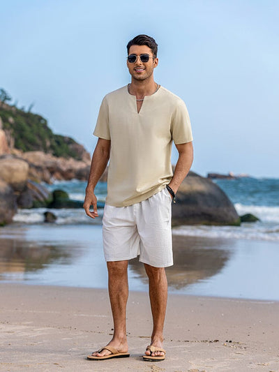 Casual Linen Style Henley Shirt (US Only) Shirts coofandy 