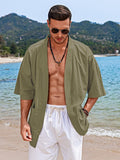 Cotton Linen Kimono Shirt (US Only) Shirts coofandy Green S 