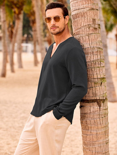 Casual Comfort V-Neck Beach Tops (US Only) Shirts coofandy 