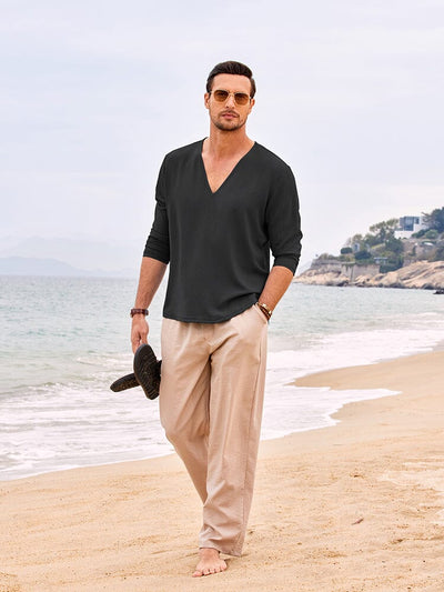 Casual Comfort V-Neck Beach Tops (US Only) Shirts coofandy 