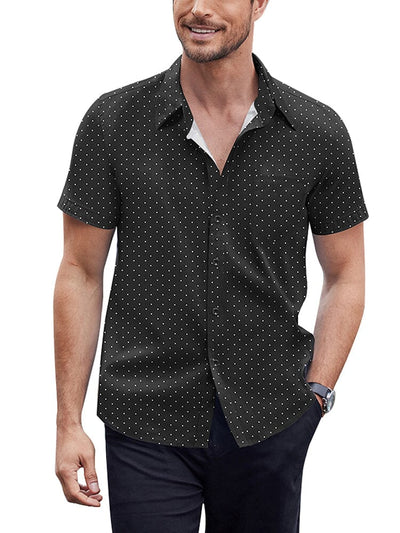 Soft Polka Dot Shirt (US Only) Shirts coofandy Black S 