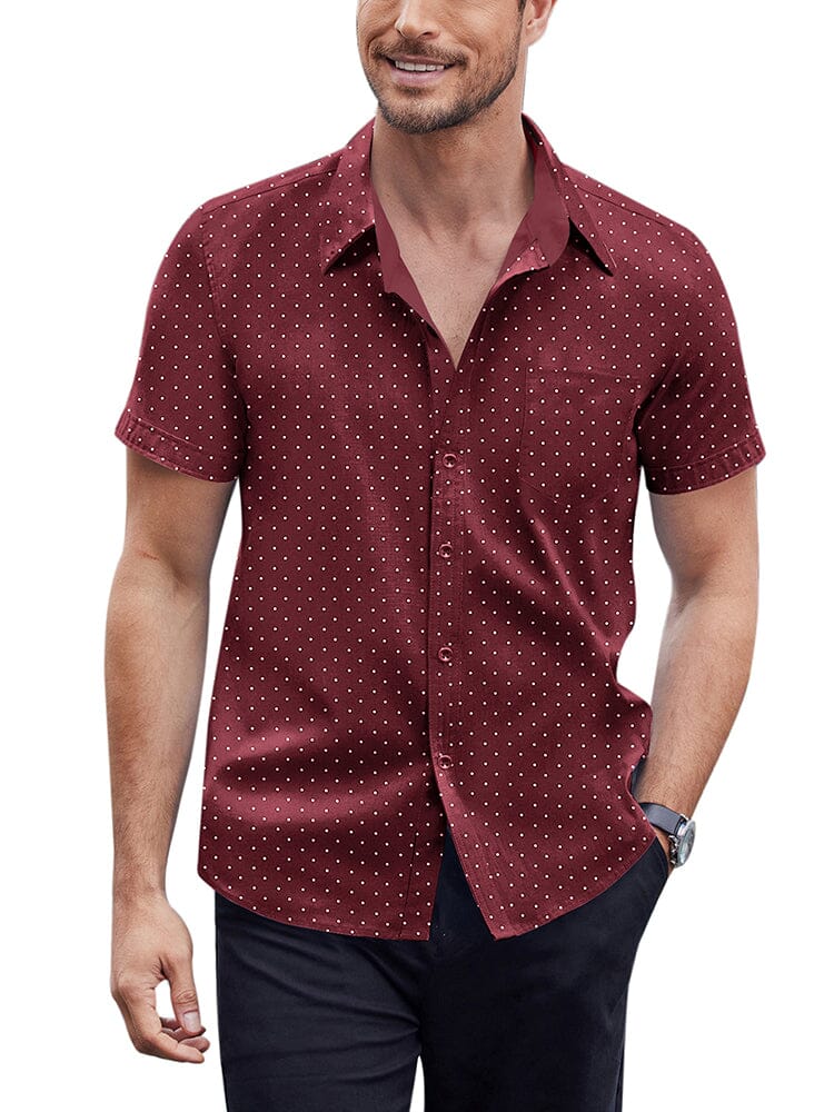 Soft Polka Dot Shirt (US Only) Shirts coofandy Wine Red S 