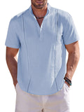 Casual Solid Cotton Henley Shirt (US Only) Shirts coofandy Blue S 