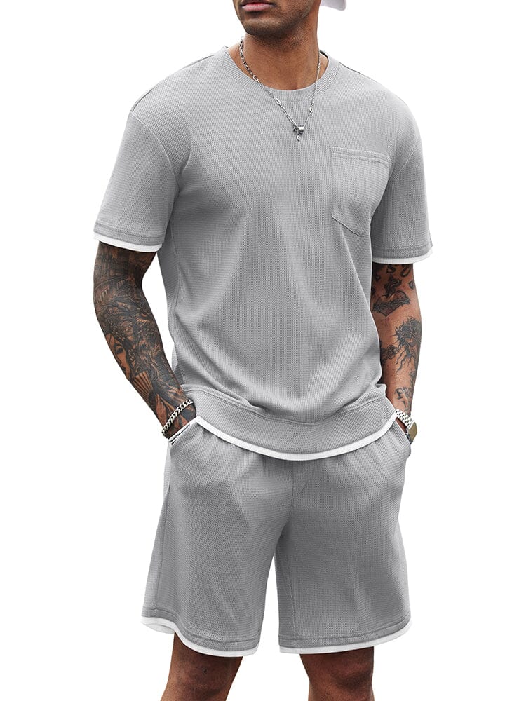 Athletic Gym Short Sleeve Sport Set (Us Only) Sports Set Coofandy's Light Grey S 