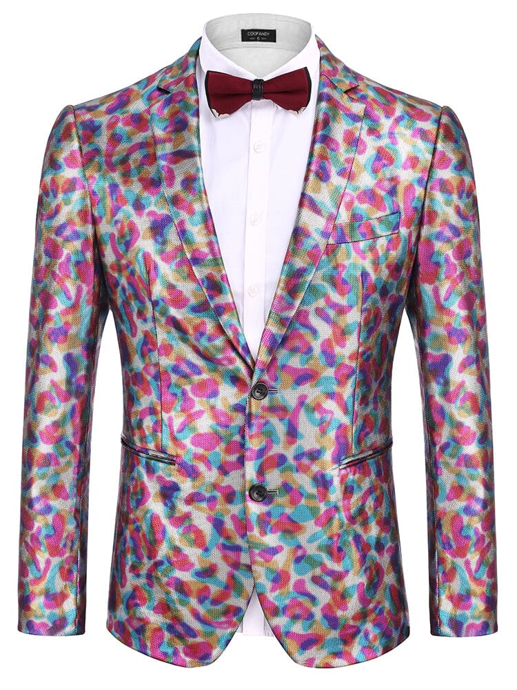 Stylish Metallic Blazer Jacket (US Only) Blazer coofandy Colored Leaf S 