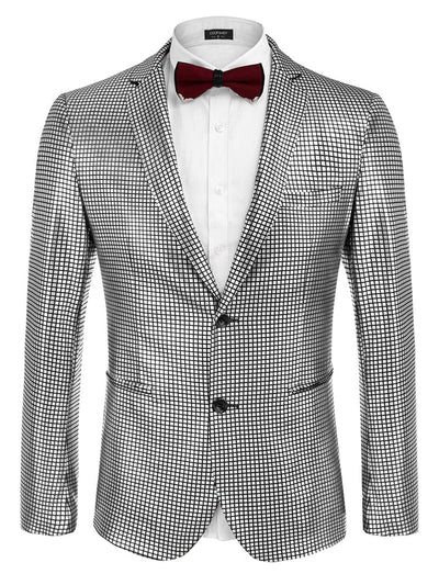 Stylish Metallic Blazer Jacket (US Only) Blazer coofandy Silver S 