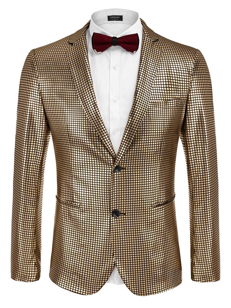 Stylish Metallic Blazer Jacket (US Only) Blazer coofandy Gold S 