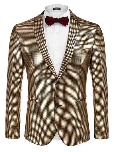 Stylish Metallic Blazer Jacket (US Only) Blazer coofandy Gold S 