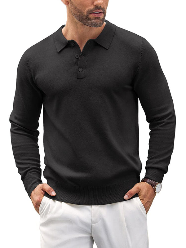 Casual Knit Polo Shirts (US Only) Polos coofandy Black S 