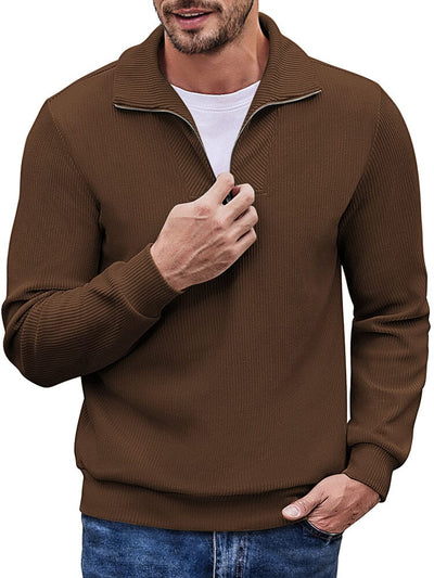 Casual Corduroy Polo Collar Pullover (US Local) Polos coofandy Brown S 