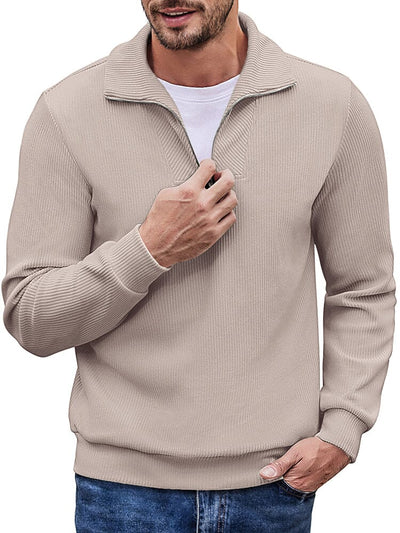 Casual Corduroy Polo Collar Pullover (US Local) Polos coofandy Apricot S 