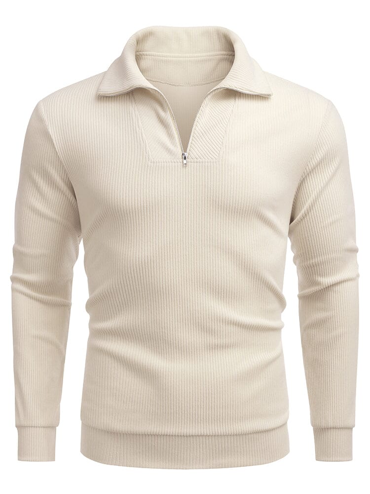 Casual Corduroy Polo Collar Pullover (US Local) Polos coofandy 