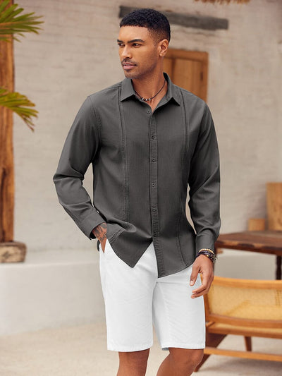 Classic Cuban Guayabera Beach Shirt (US Only) Shirts & Polos coofandy 