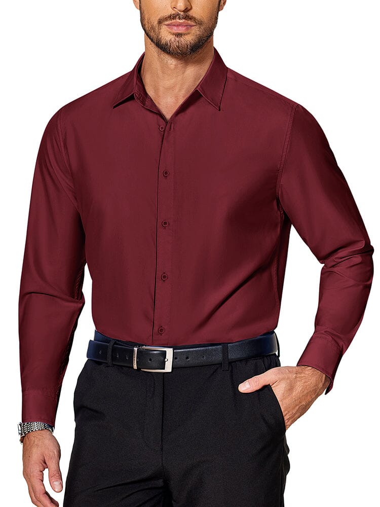 Premium Wrinkle Free Dress Shirt (US Only) Shirts coofandy Wine Red S 