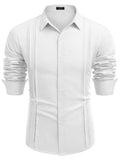 Casual Button Down Pleated Shirts (US Only) Shirts & Polos coofandy White S 