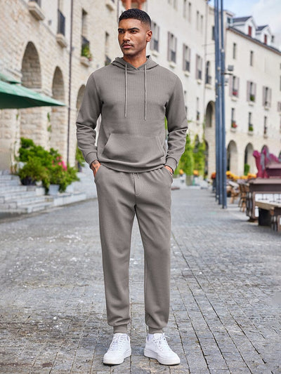 Waffle 2-Piece Hoodie Jogging Set (US Only) Sports Set coofandy 