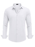 Muscle Fit Wrinkle Free Business Shirt (US Only) Shirts & Polos coofandy White S 