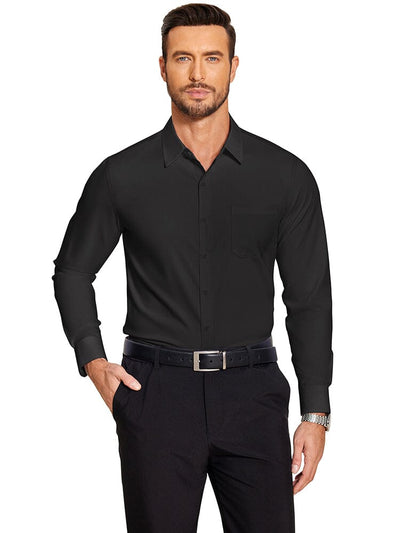 Classic Slim Fit Dress Shirt (US Only) Shirts & Polos coofandy Black S 