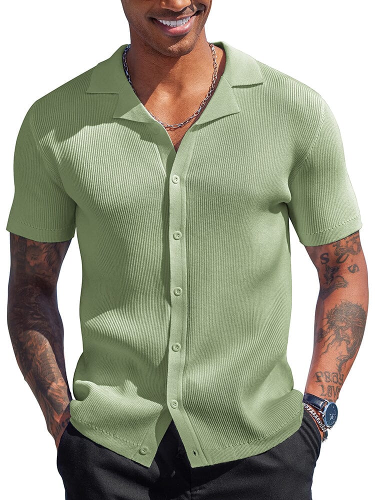 Summer Essential Button Down Knit Shirt (US Only) Shirts coofandy Green S 