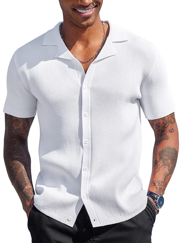 Summer Essential Button Down Knit Shirt (US Only) Shirts coofandy White S 