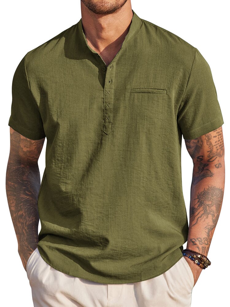 Classic Comfy Summer Henley Shirt (US Only) Shirts coofandy Army Green S 