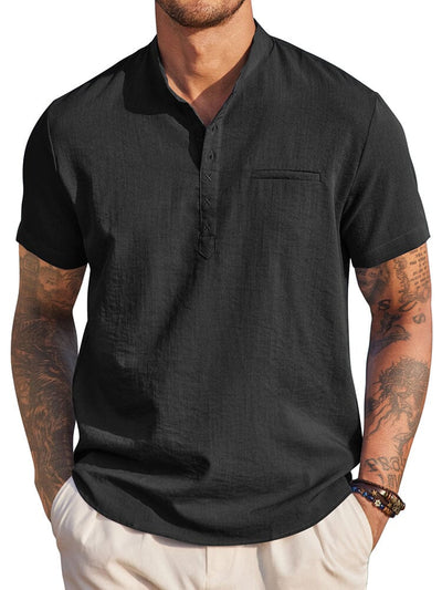 Classic Comfy Summer Henley Shirt (US Only) Shirts coofandy Black S 