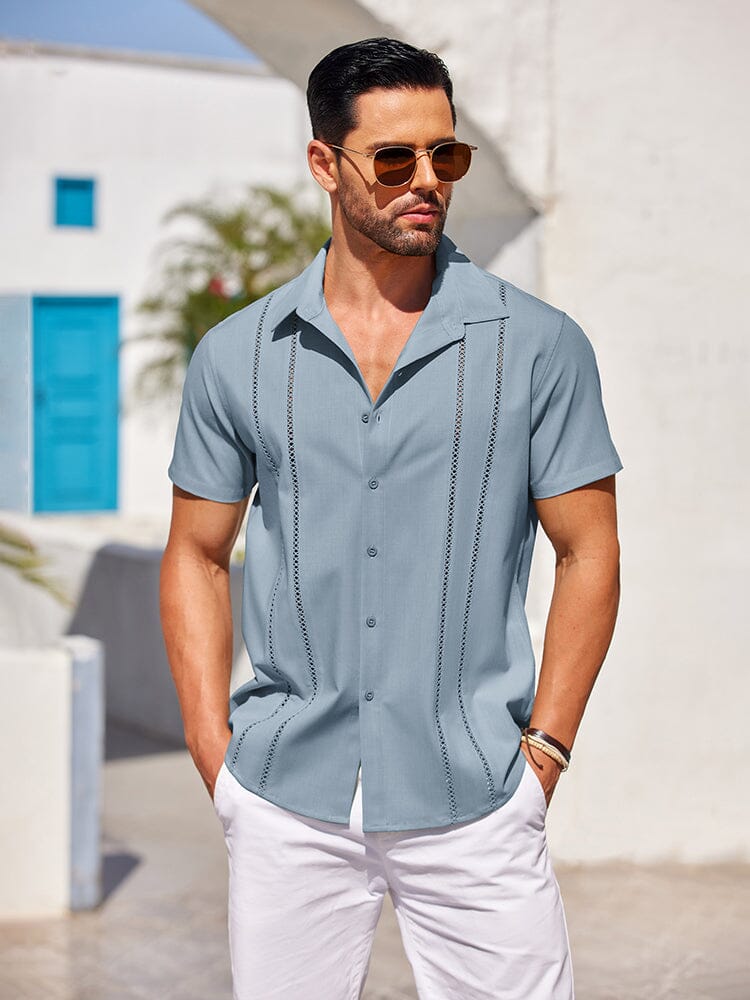 Casual Button Down Cuban Guayabera Shirt (US Only) Shirts coofandy 