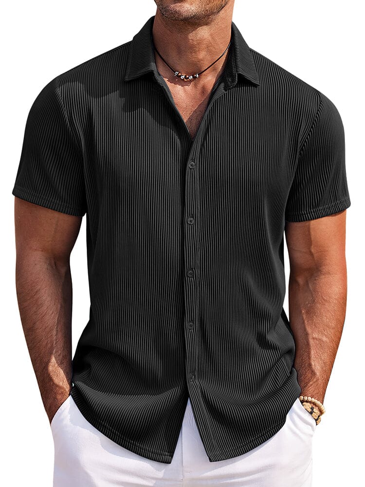 Casual Fashion Striped Textured Shirt (US Only) Shirts coofandy Black S 