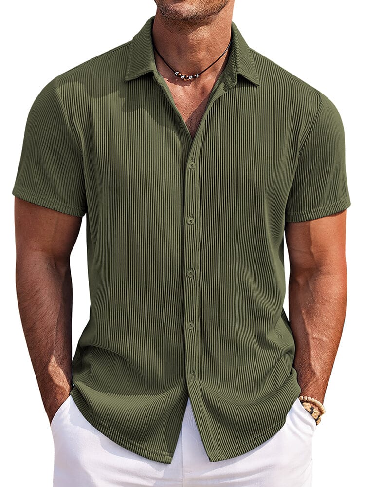 Casual Fashion Striped Textured Shirt (US Only) Shirts coofandy Army Green S 