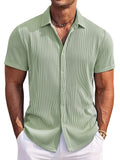 Casual Fashion Striped Textured Shirt (US Only) Shirts coofandy Green S 