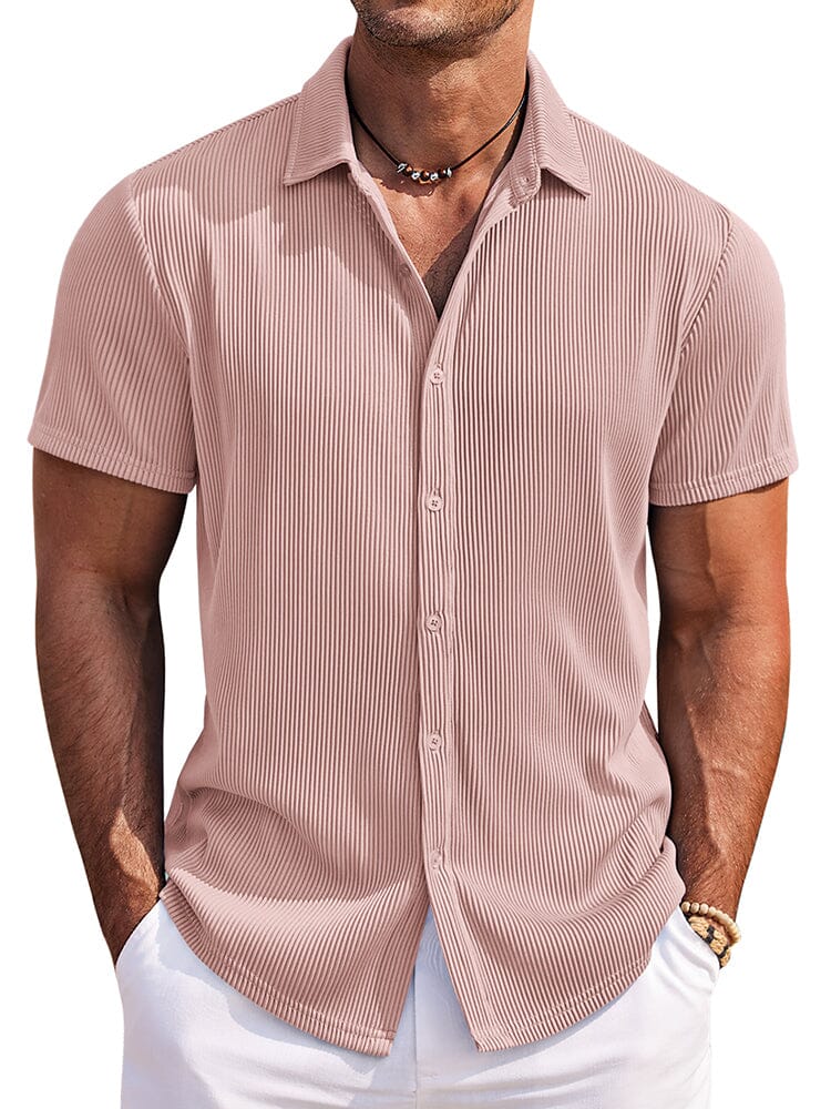 Casual Fashion Striped Textured Shirt (US Only) Shirts coofandy Pink S 