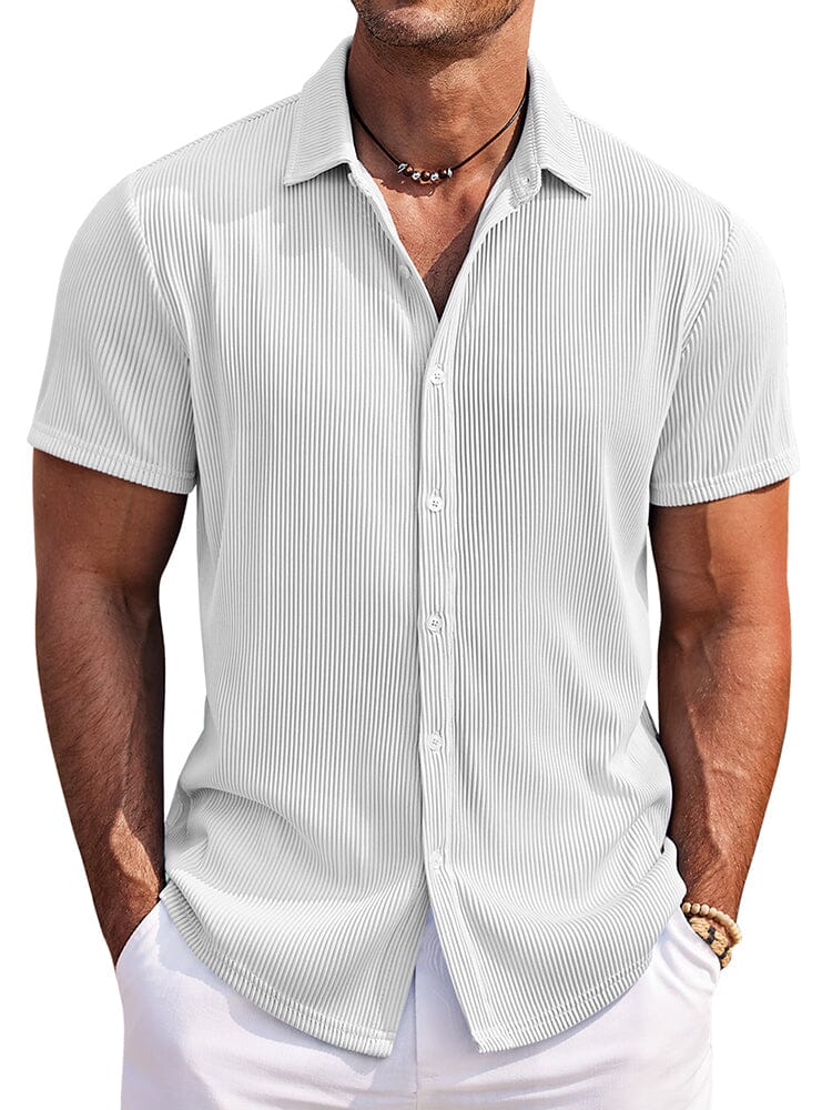 Casual Fashion Striped Textured Shirt (US Only) Shirts coofandy White S 