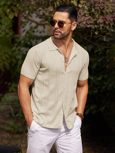 Casual Breathable Knit Beach Shirt Shirts coofandy 