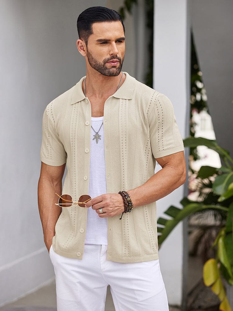 Casual Breathable Knit Beach Shirt Shirts coofandy 