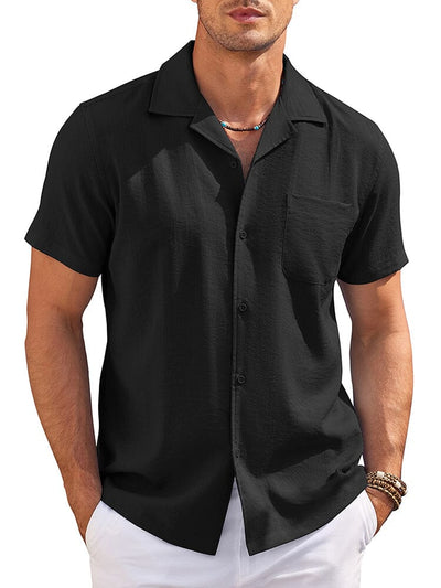 Casual Vacation Cuban Shirt Shirts coofandy Black S 