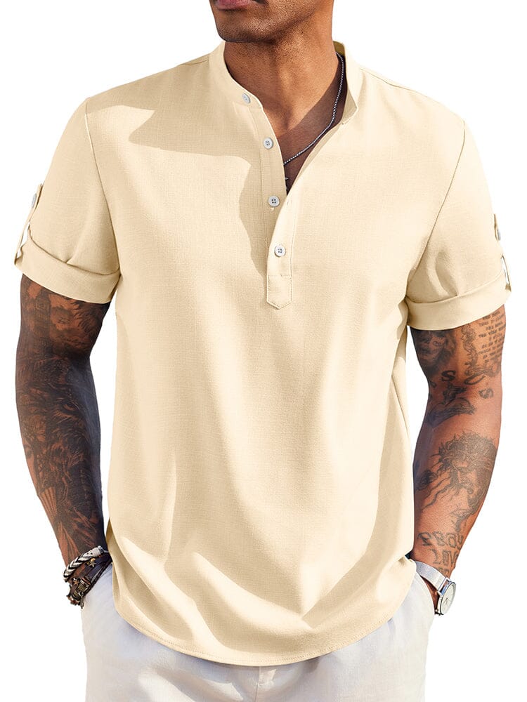 Summer Essential Linen Henley Shirt (US Only) Shirts coofandy Beige S 