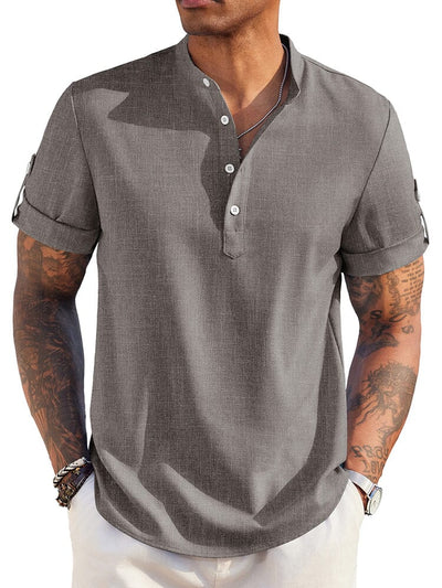 Summer Essential Linen Henley Shirt (US Only) Shirts coofandy Dark Grey S 