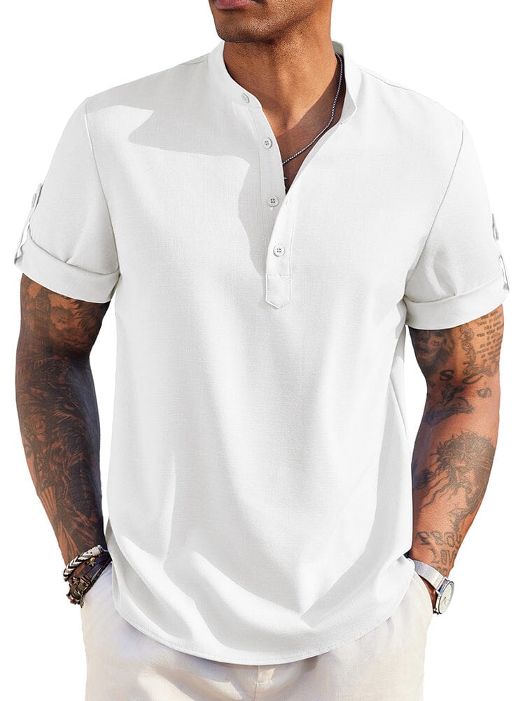 Summer Essential Linen Henley Shirt (US Only) Shirts coofandy White S 