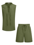 Casual Beach Tank Top Shorts Set (US Only) Beach Sets coofandy Army Green S 