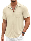 Casual Stretch Striped Texture Shirt (US Only) Shirts coofandy Beige S 