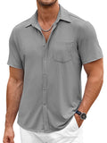 Casual Stretch Striped Texture Shirt (US Only) Shirts coofandy Grey S 