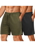 2 Pack Athletic Workout Shorts (US Only) Shorts coofandy Army Green/Black S 