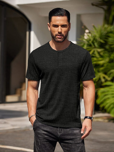 Casual Soft Ribbed T-shirt T-shirt coofandy Black S 