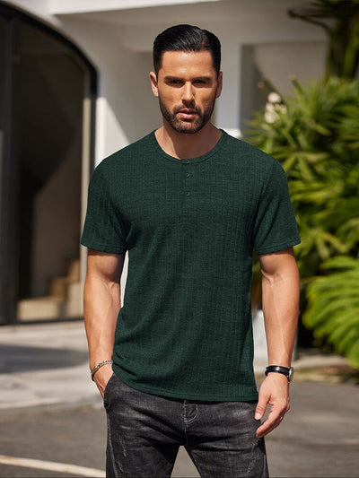 Casual Soft Ribbed T-shirt T-shirt coofandy Dark Green S 